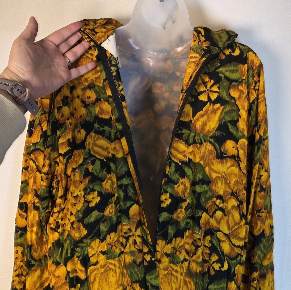 Vintage Barboglio Long Sleeve High Neck Maxi Dress Colorful Yellow Black Flowers - Picture 6 of 7